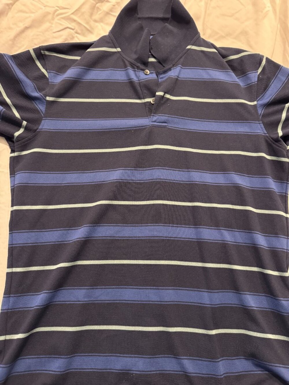 Uniqlo Dry-Ex Navy Striped Polo Shirt size L